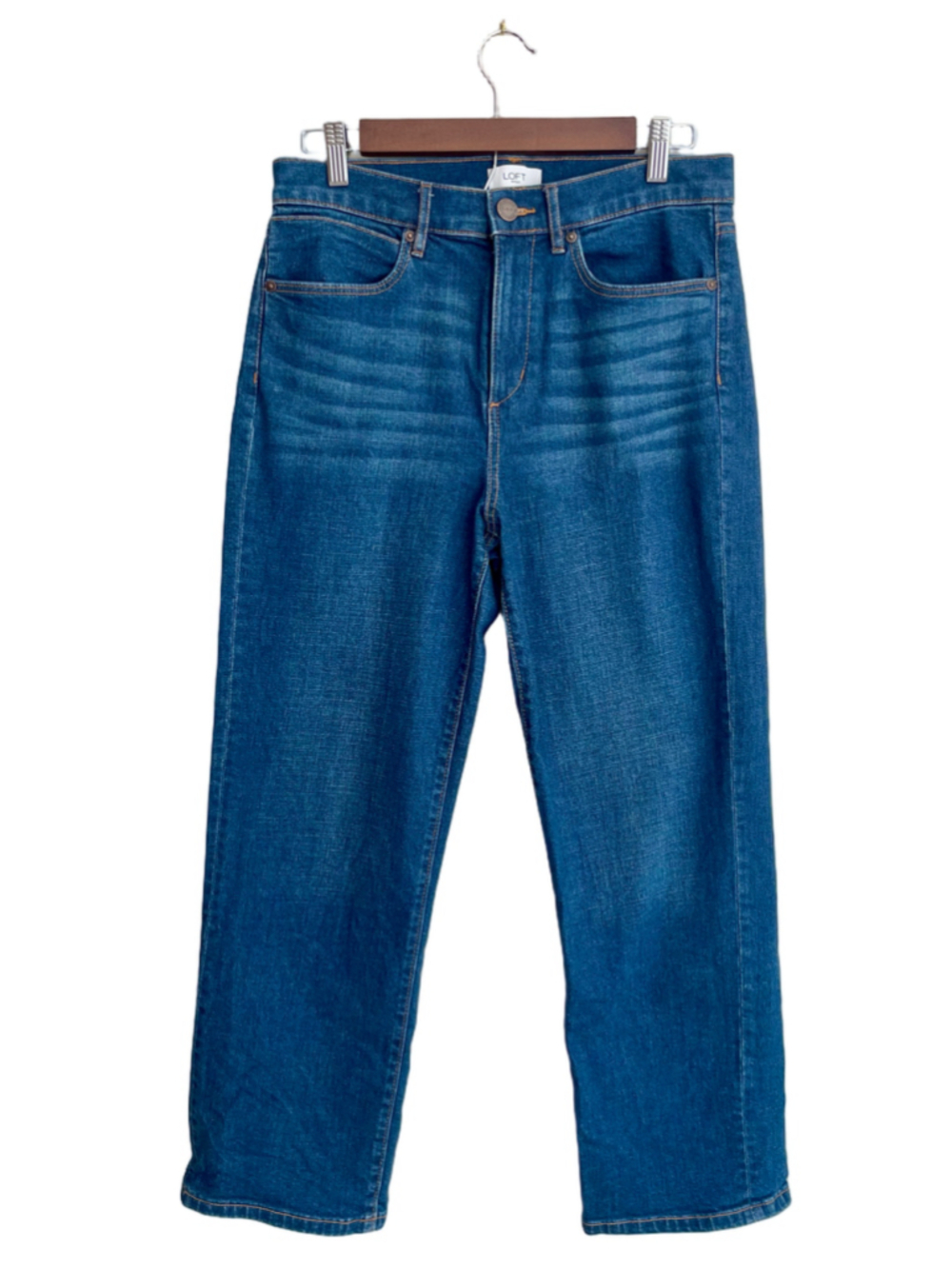 LOFT Womenβs Straight Leg Jeans Size 28/6 Medium Wash Stretch Denim